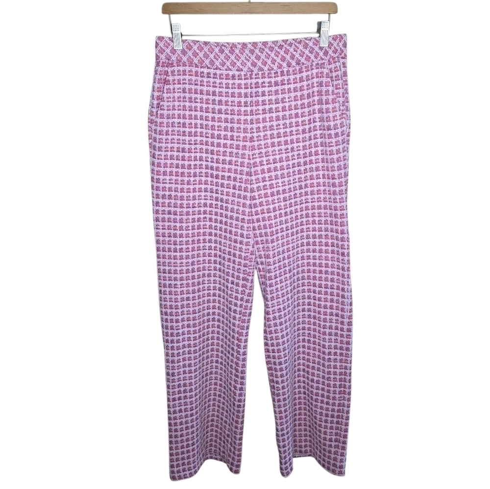 Isaac Mizrahi Live | Pink Chenille Yarn Knit Tweed Full Length Pants Size Small